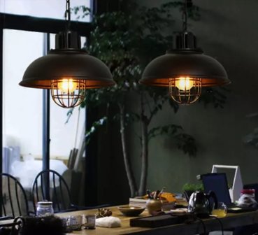Conceit En team Onzin Stoere Robuuste Retro Industriële Hanglamp | Vintage Metalen Bar Cafe Style  Hang Lamp | Inclusief Edison Filament Lichtbron | Kleur Zwart -  Bestgadgets4u