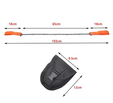 Portable Handkettingzaag Trekzaag Staal - Hand Kettingzaag 103cm - Outdoor Survival Nordic Pocket Saw - Incl heuptasje - Oranje