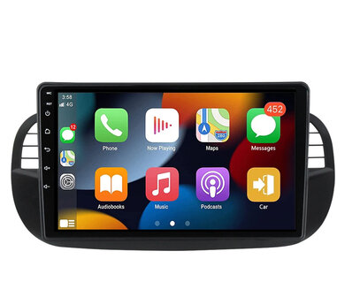 Navigatie radio Fiat 500 2007-2015, Android, Apple Carplay, 9 inch scherm, GPS, Wifi, Bluetooth