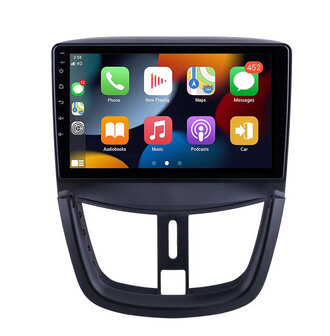 Navigatie radio Peugeot 207 2006-2015, Android, Apple Carplay, 9 inch scherm, GPS, Wifi, Mirror link, Bluetooth