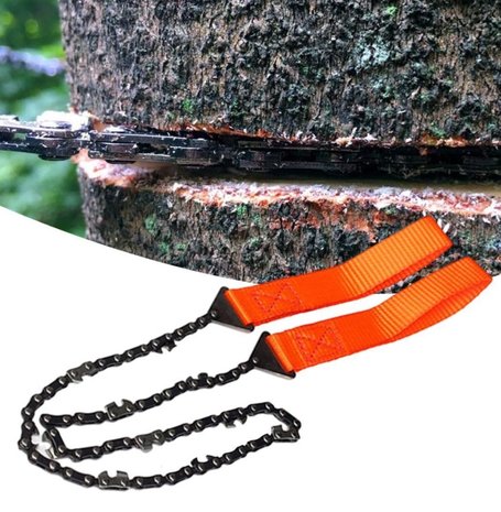 Portable Handkettingzaag Trekzaag Staal - Hand Kettingzaag 103cm - Outdoor Survival Nordic Pocket Saw - Incl heuptasje - Oranje