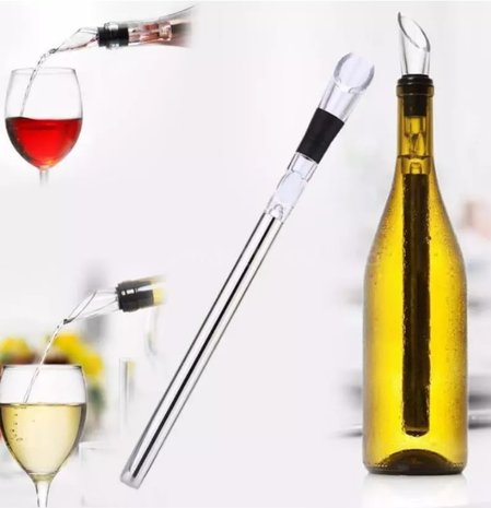 RVS IJs Wijn Stick | 2 in 1 IceStick Koelstaaf | Wine Chiller inclusief Schenktuit | mooie Geschenkverpakking - Bestgadgets4u